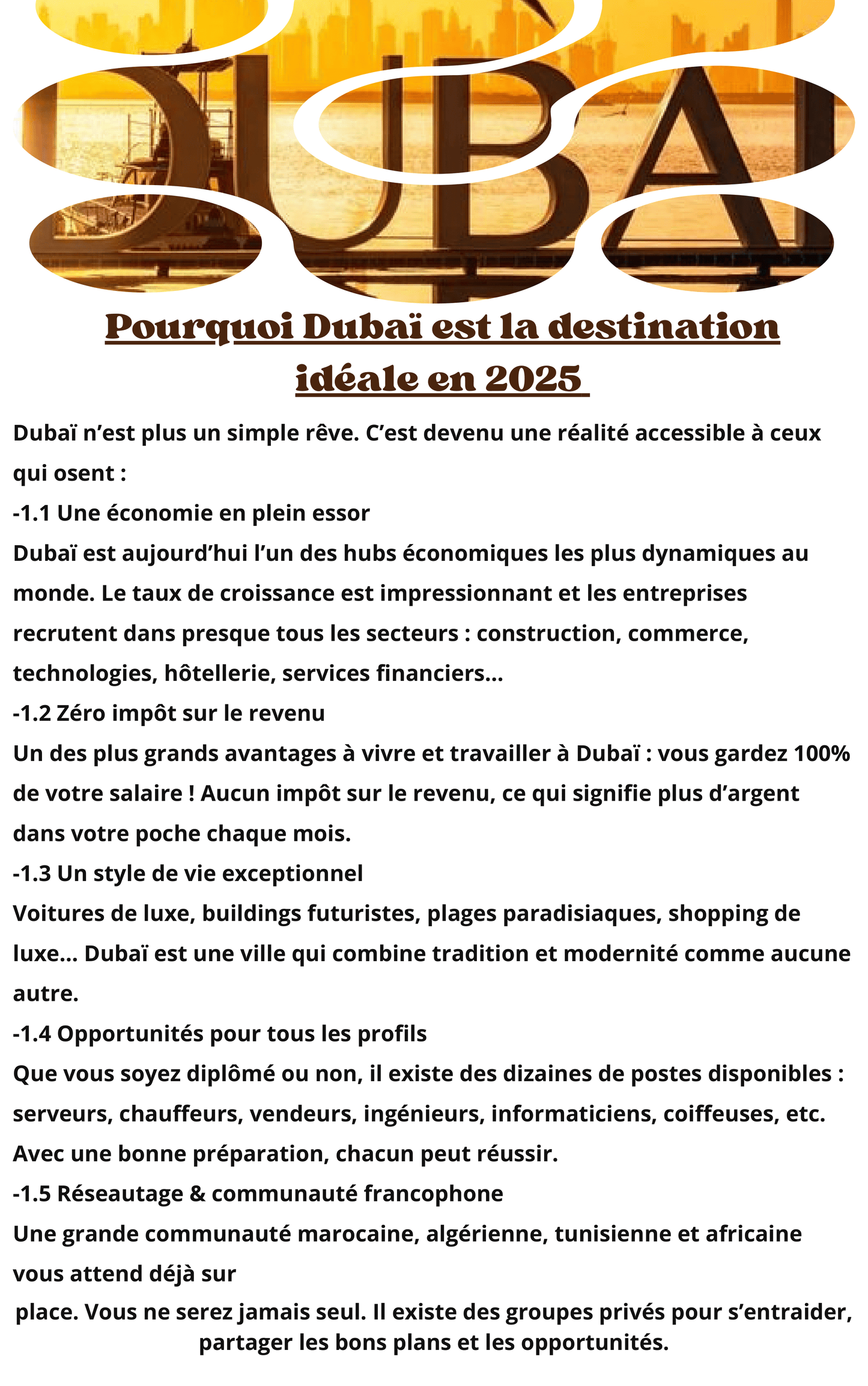 CAP SUR DUBAÏ - Ta Nouvelle Vie Commence Ici